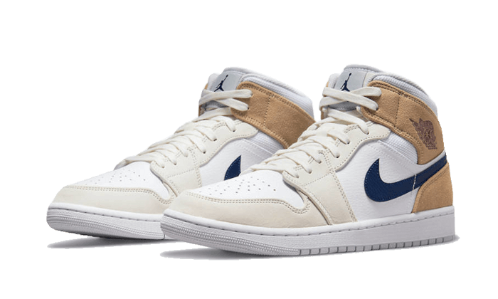 Air Jordan 1 Mid Tan Suede Navy - THE LIMITED CLUB