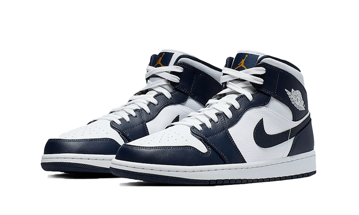 Air Jordan 1 Mid White Metallic Gold Obsidian - THE LIMITED CLUB