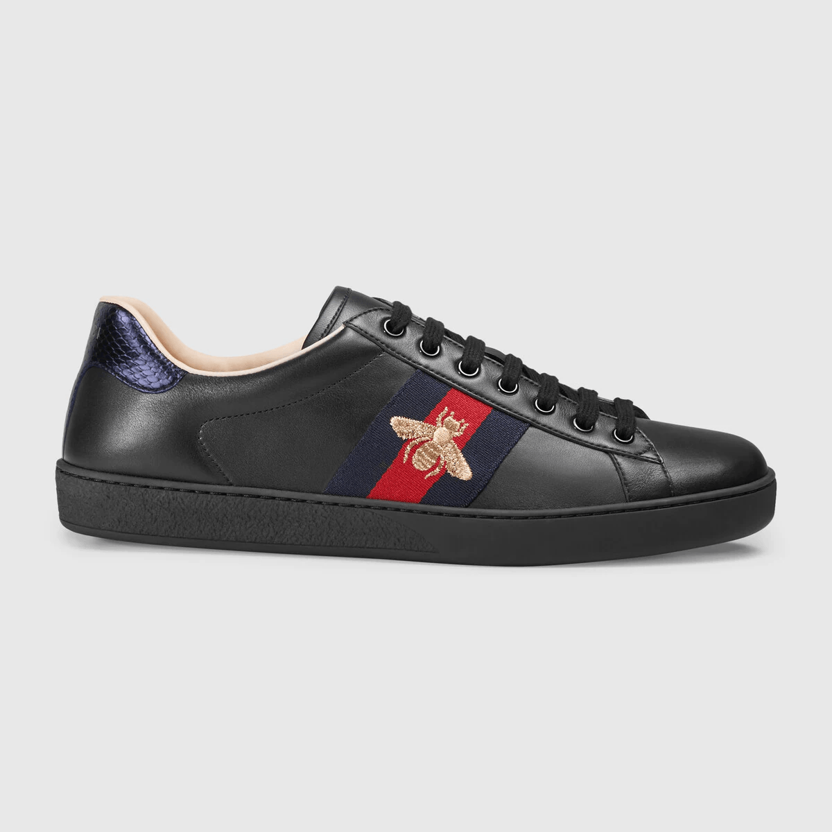 Gucci Ace Black Leather Bee - THE LIMITED CLUB